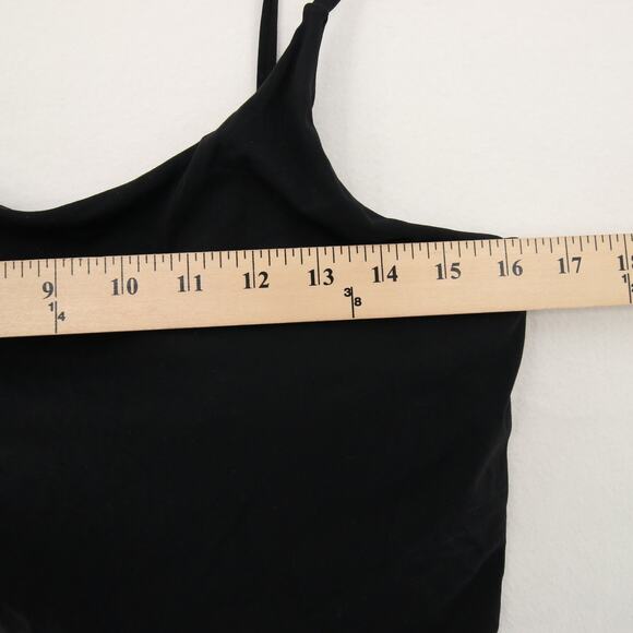 Black Crop Top Cami Tank Spaghetti Strap Built-In Bra Removable Cups Basic XXL - Picture 3 of 7